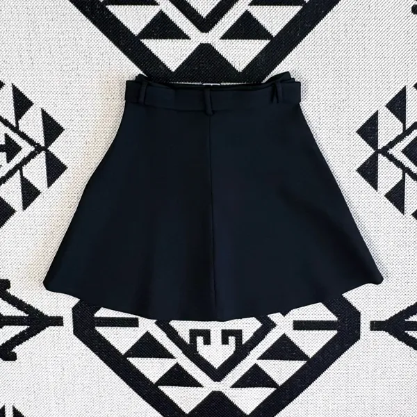 Zara Belted A-line Mini Skirt in Black Small - Image 9