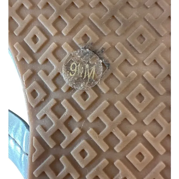 Tory Burch Miller Sandals Silver Metallic Finish Leather 9.5 Logo‎ - Image 12