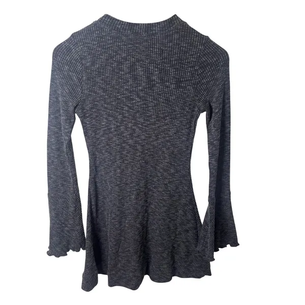 Abercrombie & Fitch Tunic Shirt Sz XS 90s‎ Bell Sleeve Ribbed Gray Heathered - Image 2