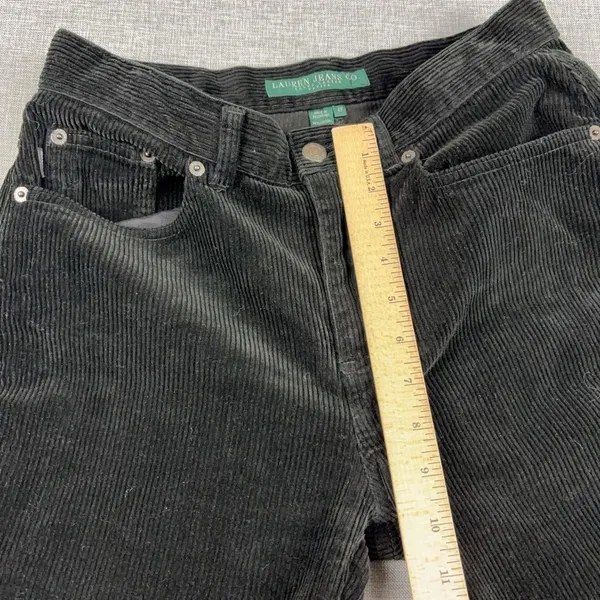Lauren Ralph Lauren Corduroy Pants Womens 4P Black Petite Stretch Bootcut LRL - Image 9