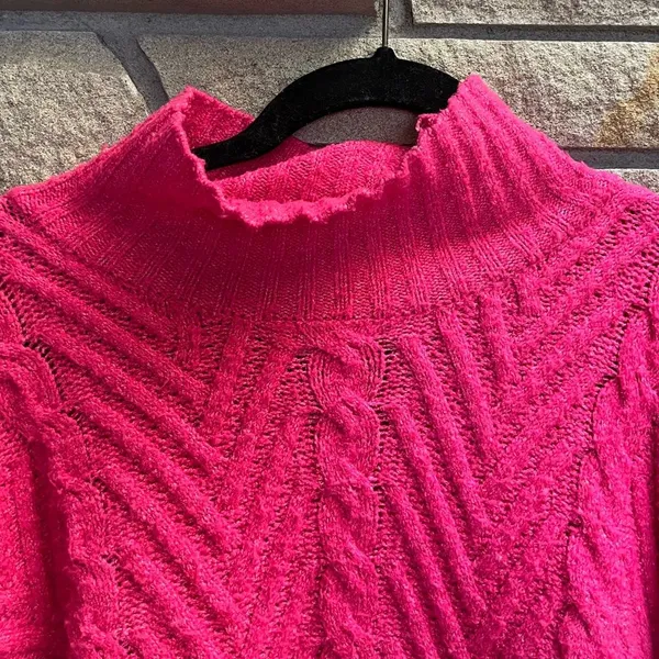 Free People Mock Neck Bell Sleeve Sweater Hot Pink XL - Image 8
