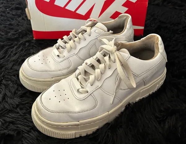 Nike Af1 Air Force One Shadow White Lace Up Platform Shoes Sneakers - Image 3