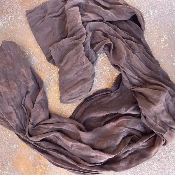 Free People Italian y2k vintage brown polka dot silk scarf - Image 5