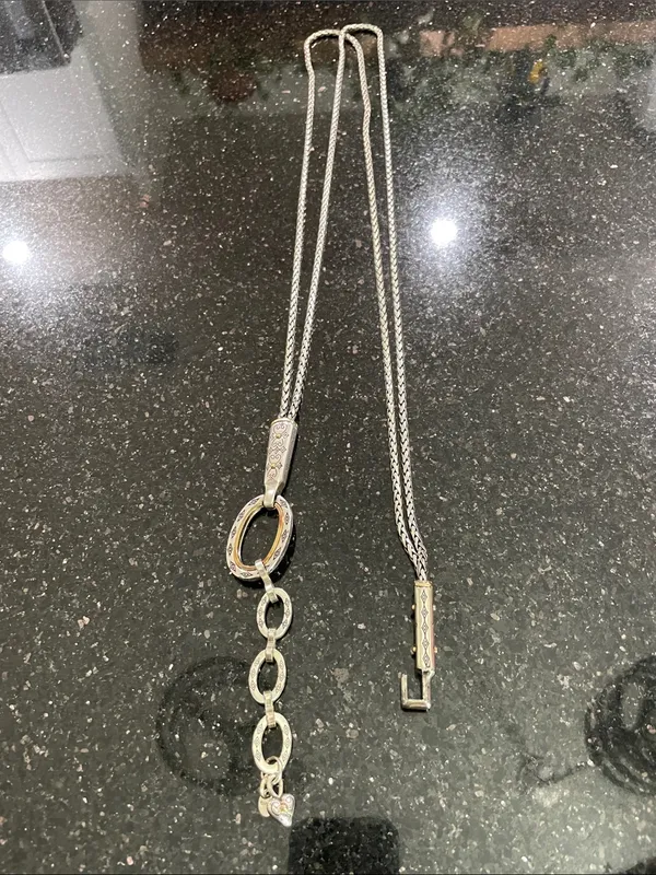 Vintage Brighton Silver-Tone Heart Charm Adjustable Chain Belt - Image 7
