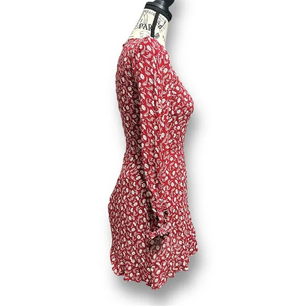 Reformation Lucita Red Floral Wrap Mini Dress Long Sleeve Autumn Wedding Gues‎ - Image 9