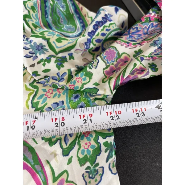 Zara Blouse XXL Paisley Floral Button Front Long Sleeve Shirt Green Pink NWT - Image 11