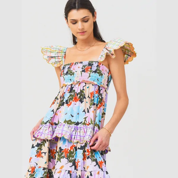 NWT CeliaB Tiered Ruffle Maxi Dress Blue - Image 2
