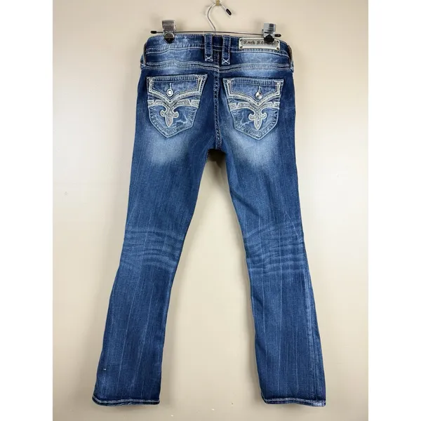 Rock Revival Jeans Womens 27 Effie Boot Cut Low Rise Rhinestone Flap Pockets - Image 7