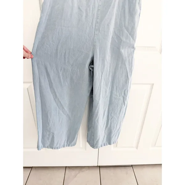 Baltic Born Madison Light Wash Denim Jumpsuit Ruffle Wide Leg Cottagecore XL - Image 7