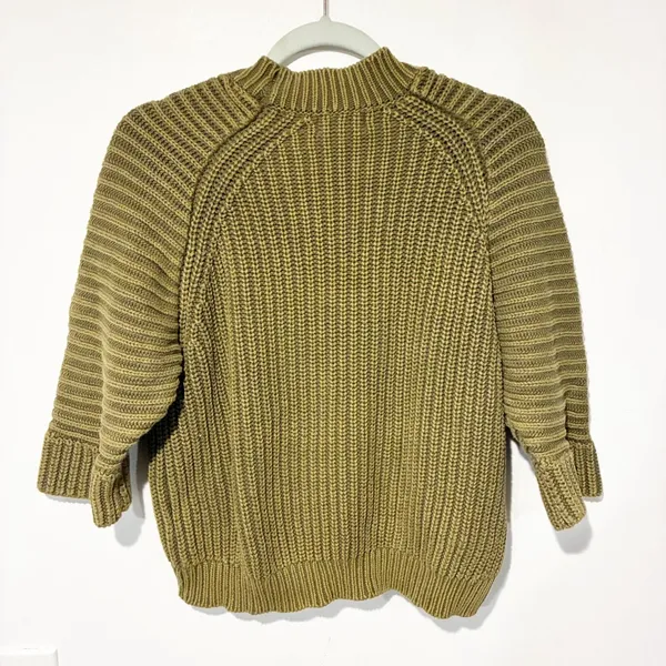 Anthropologie Maeve Mackenzie Green‎ Chunky Knit 3/4 Sleeve Sweater Size XS - Image 6