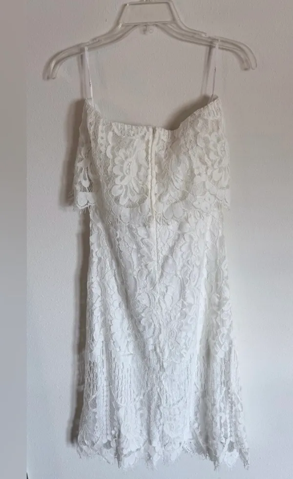 Lulus white Lace Strapless Midi Dress Women's size M - Image 9