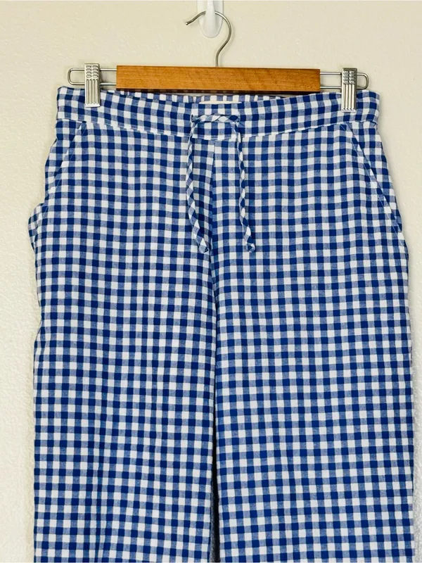 Sonderhaus Perfect Pants Blue & White Gingham Relaxed Fit Cotton Pants Size XS - Image 6