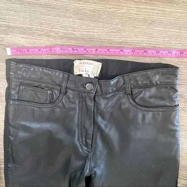 Nicole Miller Artelier black lamb leather pants - Image 11