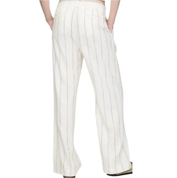 GAP 365 High Rise Linen-Blend Trousers Off White Stripe Size 2 New - Image 2
