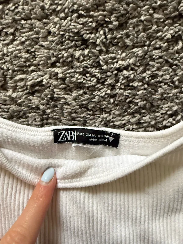 Zara Ribbed Square-Neck Crop Top - Cream - Image 2