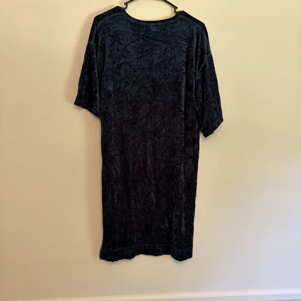 We The Free Free People Teal Blue Crushed Velvet V-Neck Tunic Top Mini Dress XS - Image 4