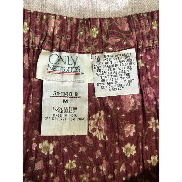 Only Necessities Floral Maxi Skirt Size M Elastic/Tie Waist Ruffle Crochet Hem - Image 5