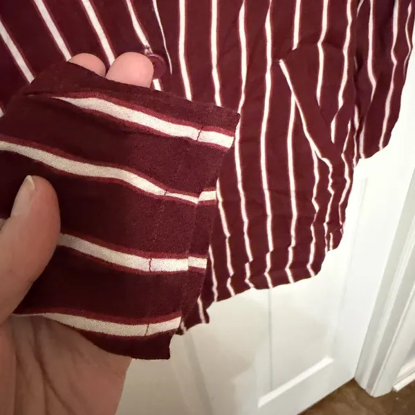 Reformation Graphite Blazer Dress in Kismet burgundy‎ red striped button front 2 - Image 6