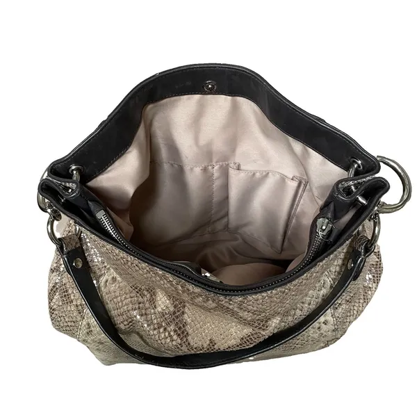 Coach Park Python Snake Print Leather Shoulder Hobo Bag Y2K Style Tan Shiny - Image 11