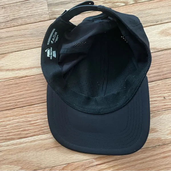 Puma Black Baseball Hat Cap Womens Black Logo Golf Running Outdoors Performance - Image 3
