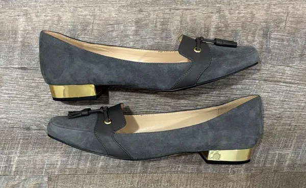 Isaac Mizrahi Live Paulina Gray Tassel Suede Loafters Size 10 Office Workwear - Image 6