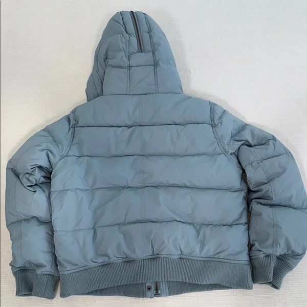 American Eagle Outfitters Blue Puffer Jacket with Brown Fur Lining - Image 2