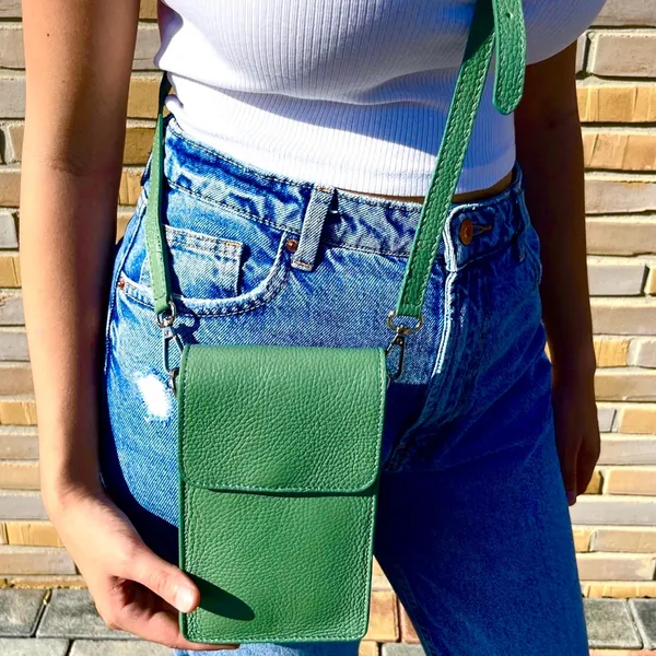 Green Synthetic Leather Crossbody Bag with Removable coin purse/or AirPods case - Image 2