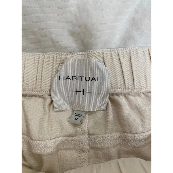 Habitual Women's Cargo Pants M Drawstring Waist Beige Normcore Minimalist - Image 5