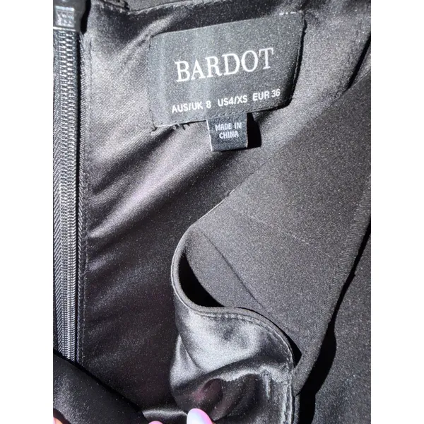 Bardot Black Square Neck Midi Dress Side‎ Slit Spaghetti Strap US 4 - Image 5