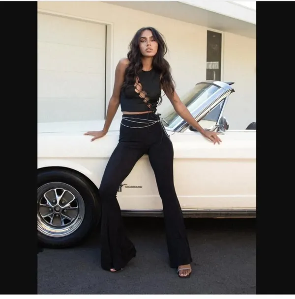 Princess Polly Black lace up Crop Top - Image 2