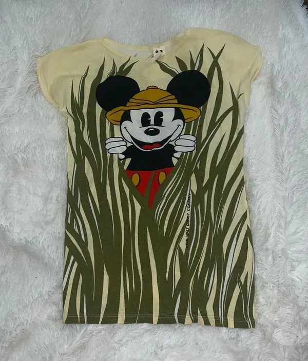 Disney Mickey Mouse Safari T-Shirt The Walt Disney Company Long Shirt RARE OSFM - Image 2