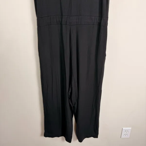 Quince Black Sleeveless V-Neck Wide Leg Drawstring Jersey Jumpsuit Womens Large - Image 11