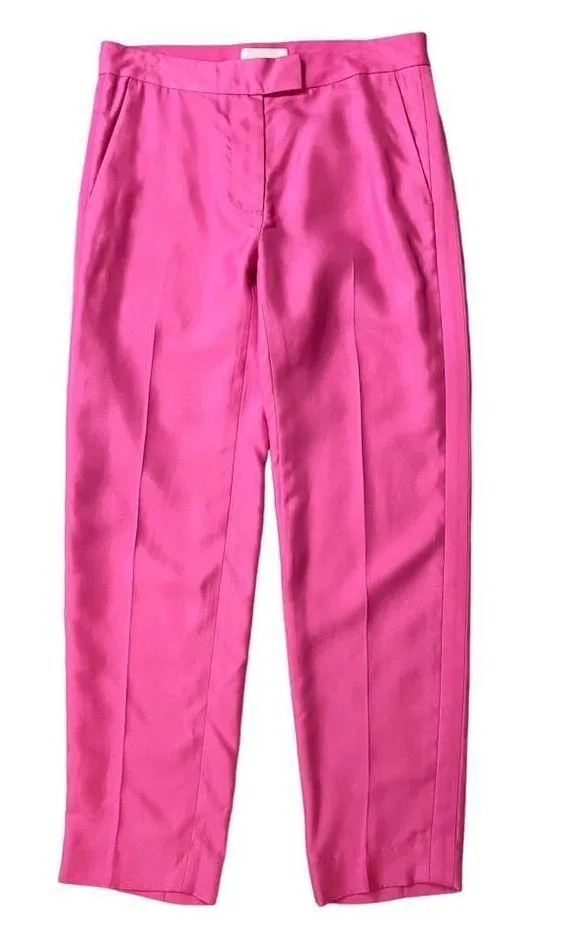 3.1 Phillip Lim $470 2 Bright Pink Tuxedo Trousers High Waist Rise Dress Pants - Image 2