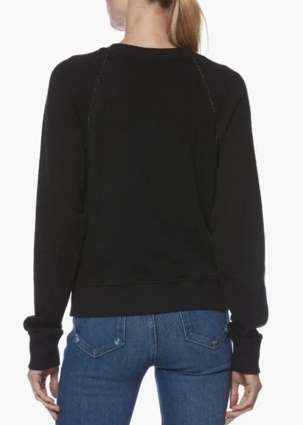 Daytona Chain Trim Casual Pullover Sweatshirt Black Silver Size Large - Image 3