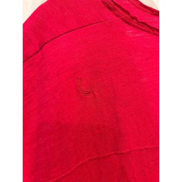Lole Pink Organic Cotton Slub Knit V-Neck Cap Sleeve Dress Wmns L Empire‎ Waist - Image 6