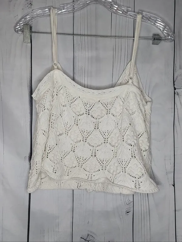 Aeropostale Ivory Coquette Boho Dollette Crochet Button-Front Festival Cami - Image 6