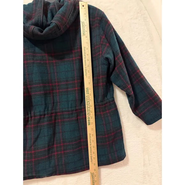 Woolrich Vintage Plaid Hooded Jacket Womens Small Green Red Wool Blend Zip Up - Image 7