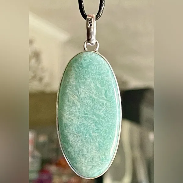 Oval Green Amazonite Pendant 2 1/4” - Image 7