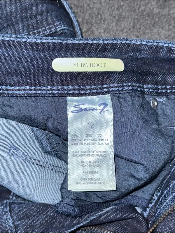 Seven7 Jeans Slim Boot Cut Dark Wash Embroidered Flap Pocket Womens 12 Stretch - Image 8
