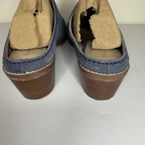 Cole Haan Suede‎ Block Heel Mules Women's Slip On Shoes Blue Size Unknown - Image 7