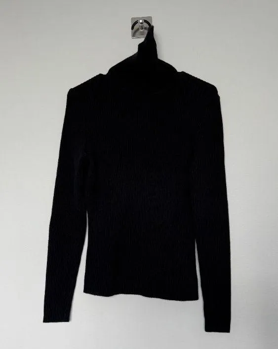 Black Basic Gap Rib Knit Turtle Neck - Image 3