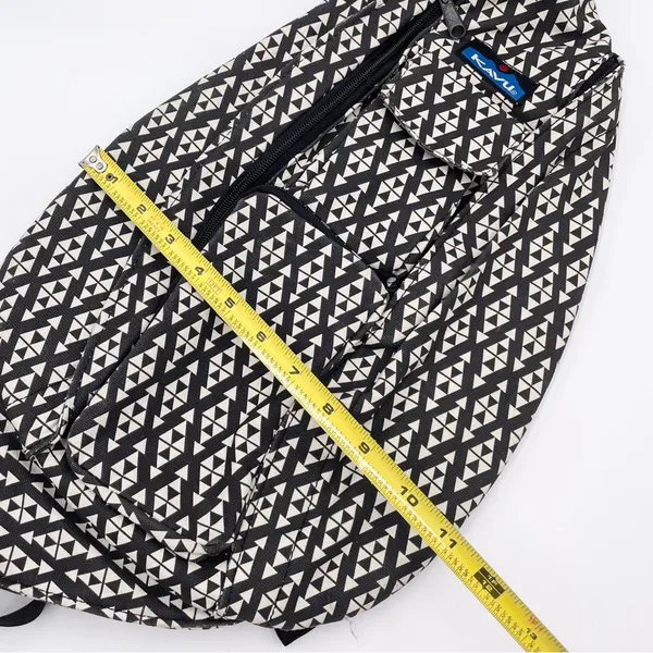 Kavu Rope Crossbody Bag Cotton Canvas Black White Geometric Aztec Travel Pack - Image 9