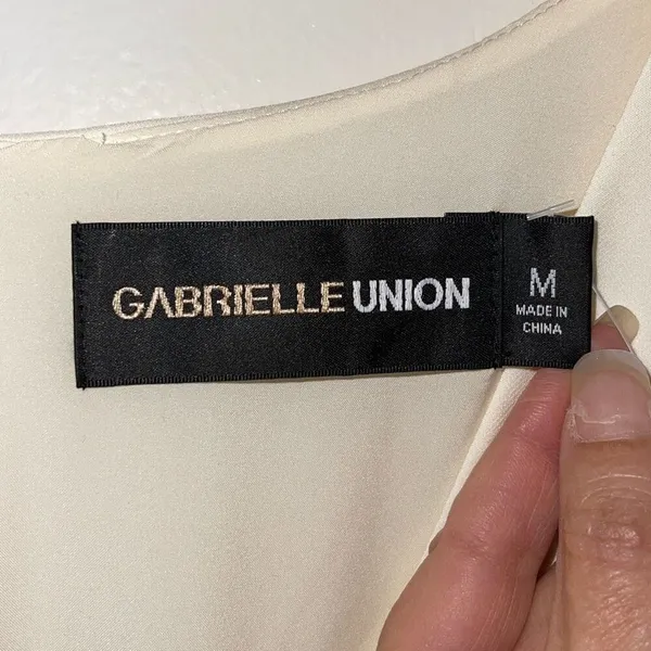 Gabrielle Union Womens V-Neck Long Sleeve Shift Dress Off‎ White Size Medium NWT - Image 5