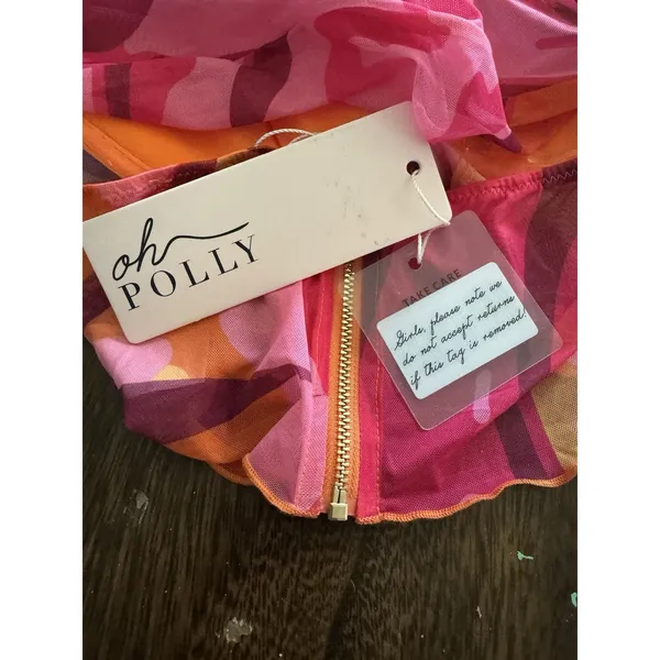 NWT Oh Polly Heatin Up Orange Pink Padded Corset Halter Top Size 2 - Image 8