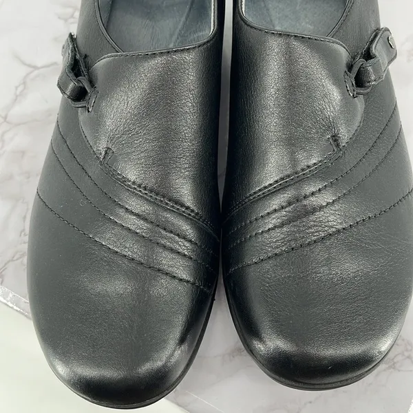 Dansko Franny Loafers Womens 39/ 8.5‎ Black Leather Slip On Low Wedge Shoes - Image 7