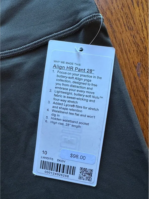 Lululemon Align High Rise 28” Dark Olive Size 10 NWT - Image 4