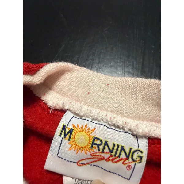 Morning Sun Vintage Christmas Kittens Sweatshirt Red Graphic Pullover‎ Large - Image 5