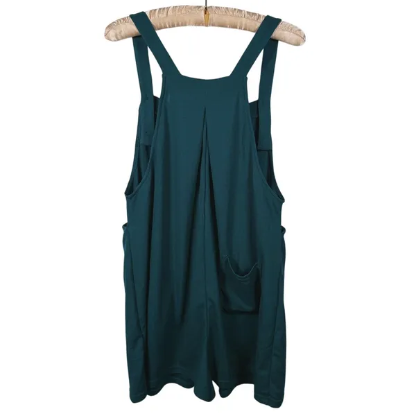Halara Waffle Knit Shortalls Romper Jumper L Green Indie Granola Preppy Scandi - Image 3
