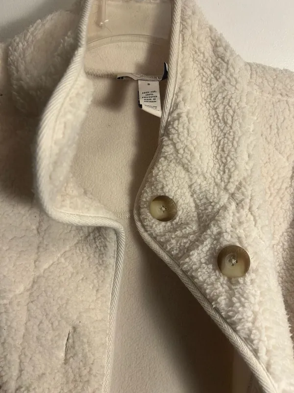 St. John's Bay Cream Quilted Faux Shearling Fleece Jacket Size S - Image 3