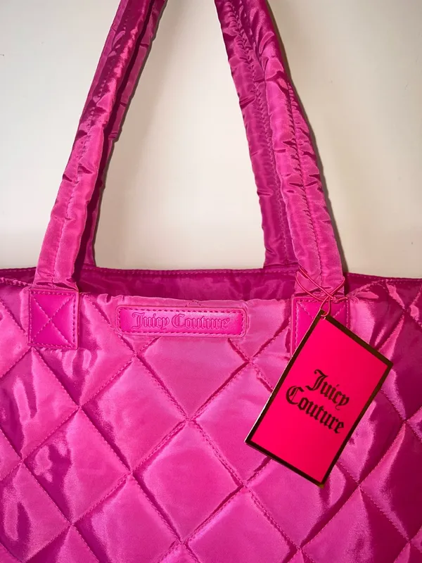 Juicy Couture Hot Pink‎ Quilted Tote Bag NWT Barbiecore Y2K Shoulder Bag - Image 4